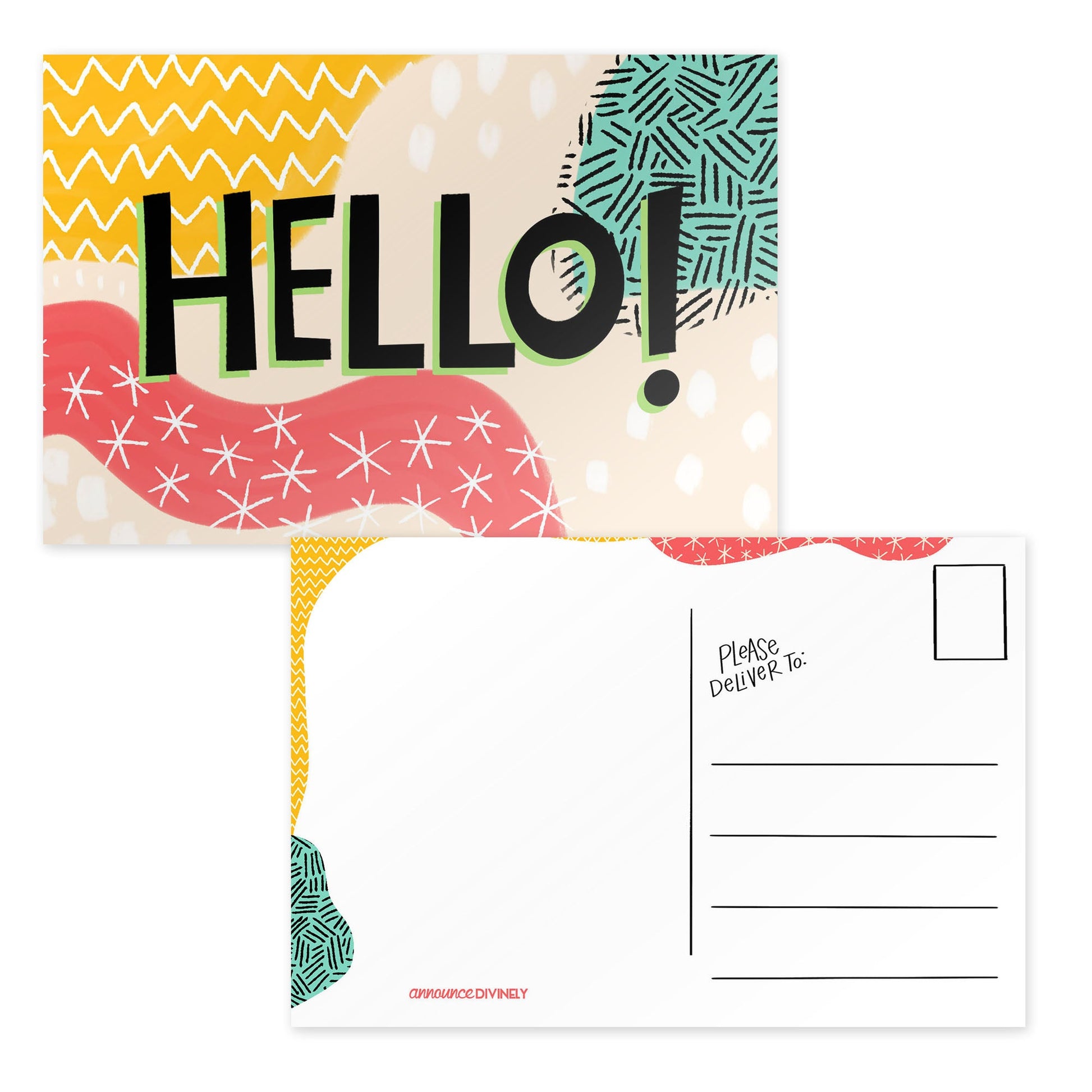 Abstract Hello Postcard Set