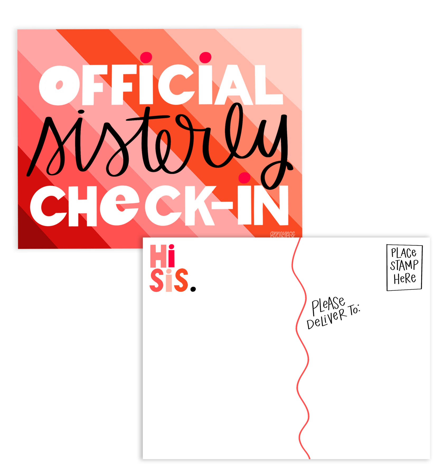 Sisterly Check-In Postcards